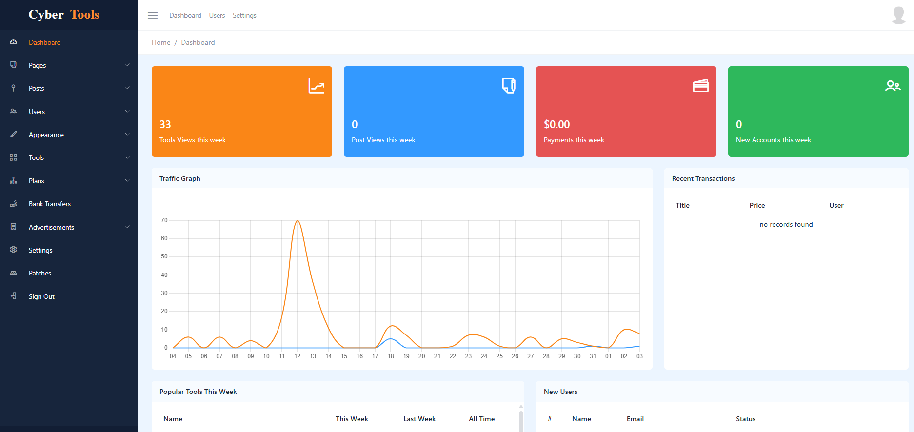 Interface de Cyber Tools, notre plateforme d'outils en ligne.