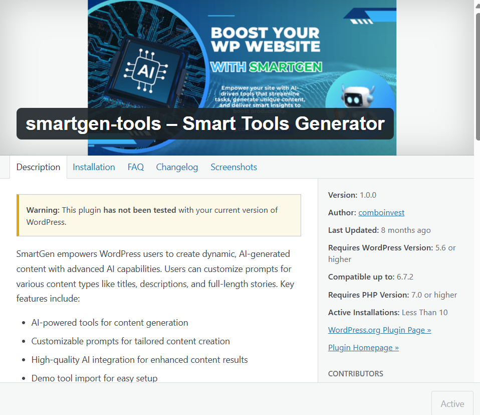 Capture d'écran de l'interface de SmartGen, notre plugin IA pour WordPress