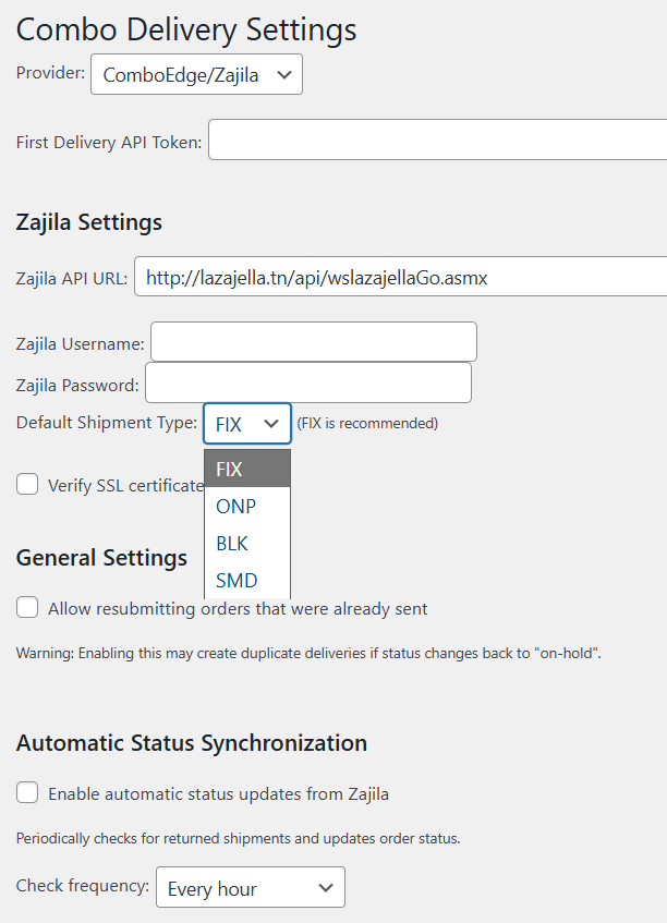 Capture d'écran de l'interface du plugin d'intégration de livraison WooCommerce.