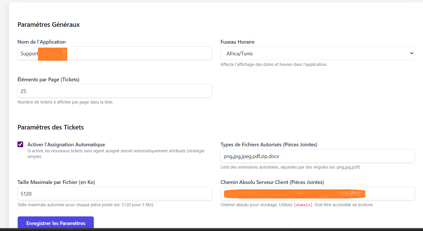 Tableau de bord de la plateforme helpdesk CodeIgniter montrant la liste des tickets