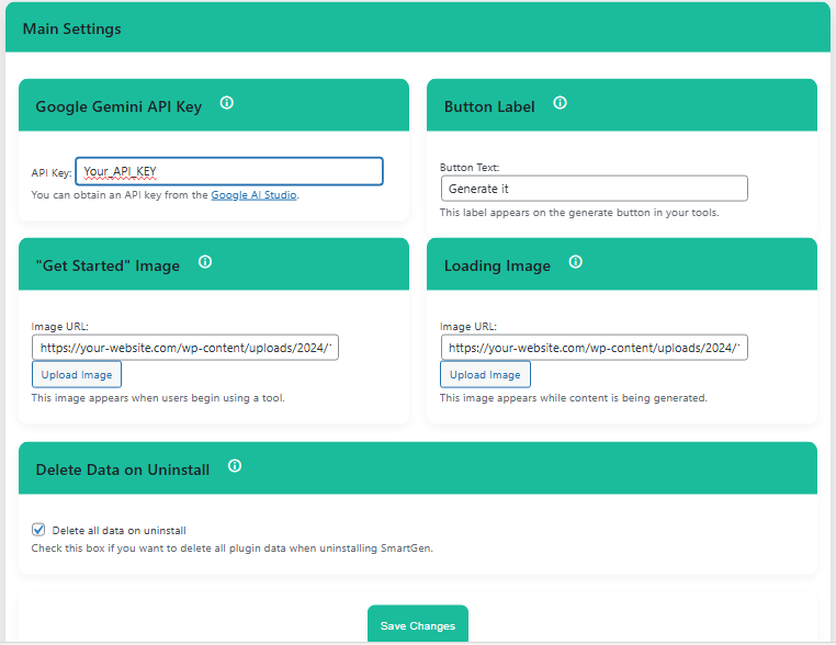 Capture d'écran de l'interface de SmartGen, notre plugin IA pour WordPress