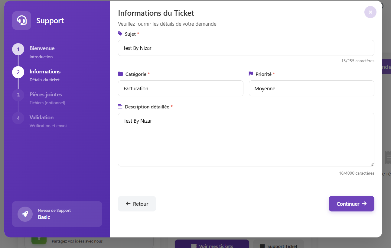 Tableau de bord de la plateforme helpdesk CodeIgniter montrant la liste des tickets