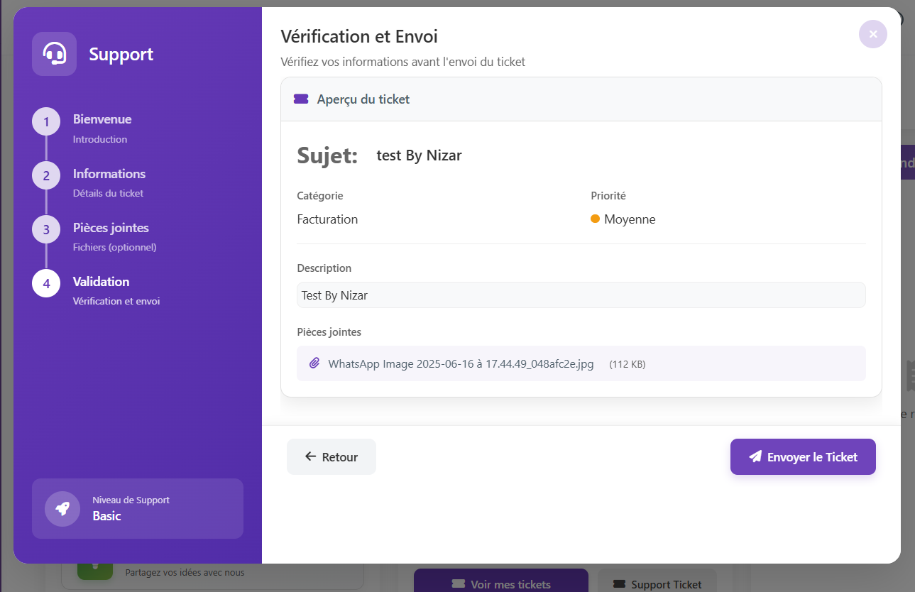 Tableau de bord de la plateforme helpdesk CodeIgniter montrant la liste des tickets