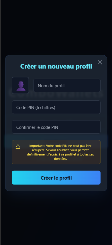 Page d'inscription de notre application de budget sur mesure.